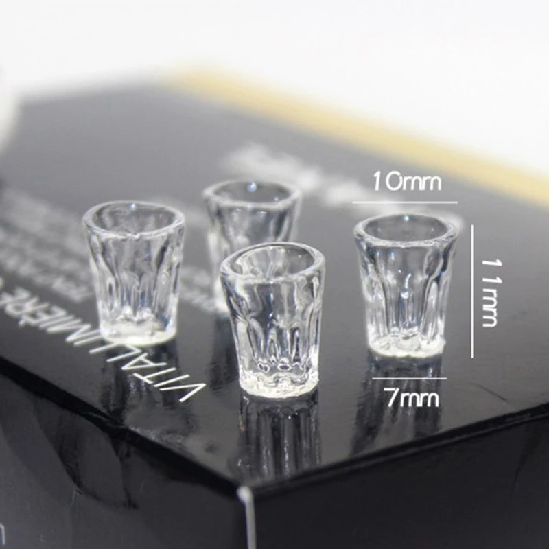 4Pcs Set Dollhouse Miniature Transparent Resin Cup Model Simulation Doll House Decor Accessory