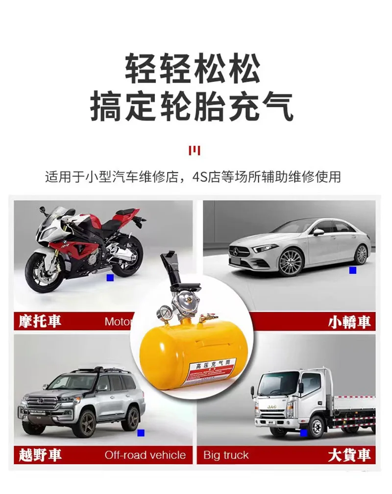 Tire blaster, tire inflator, fast high pressure