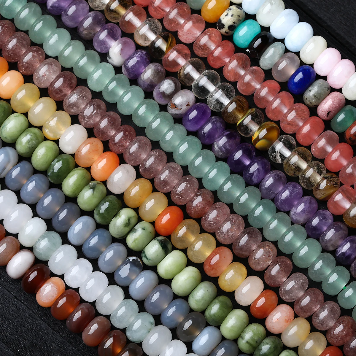 5*8mm Naturstein Amethyst Turmalin Abakus-Perlen Lose Spacer Rondelle für Schmuckherstellung Armband Halskette DIY-Zubehör 15" – Detail 1