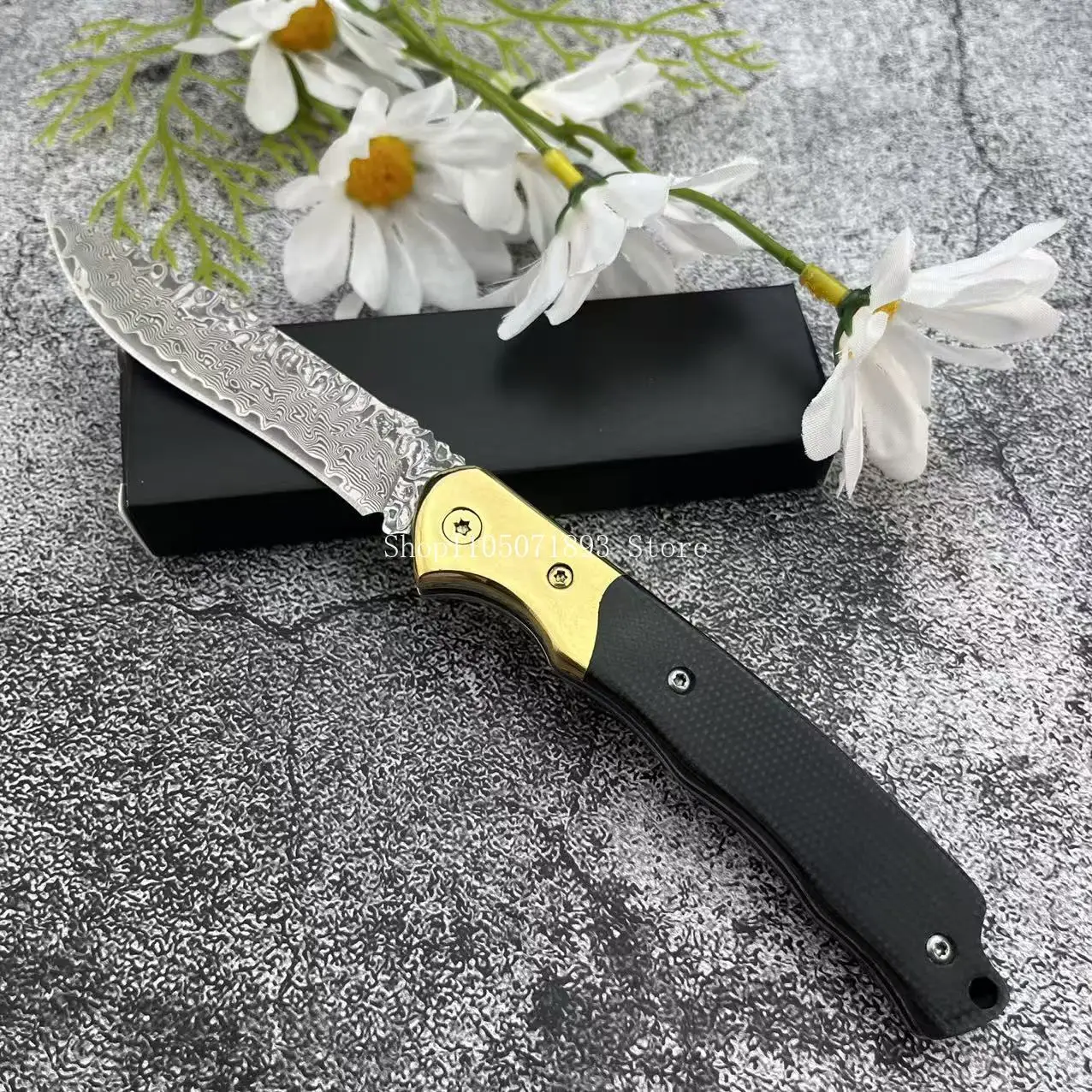 

Outdoor EDC Multitools High Hardness Camping Fishing Folding Knife Micarta + Brass Handle Climbing Backpacking Practical Tools