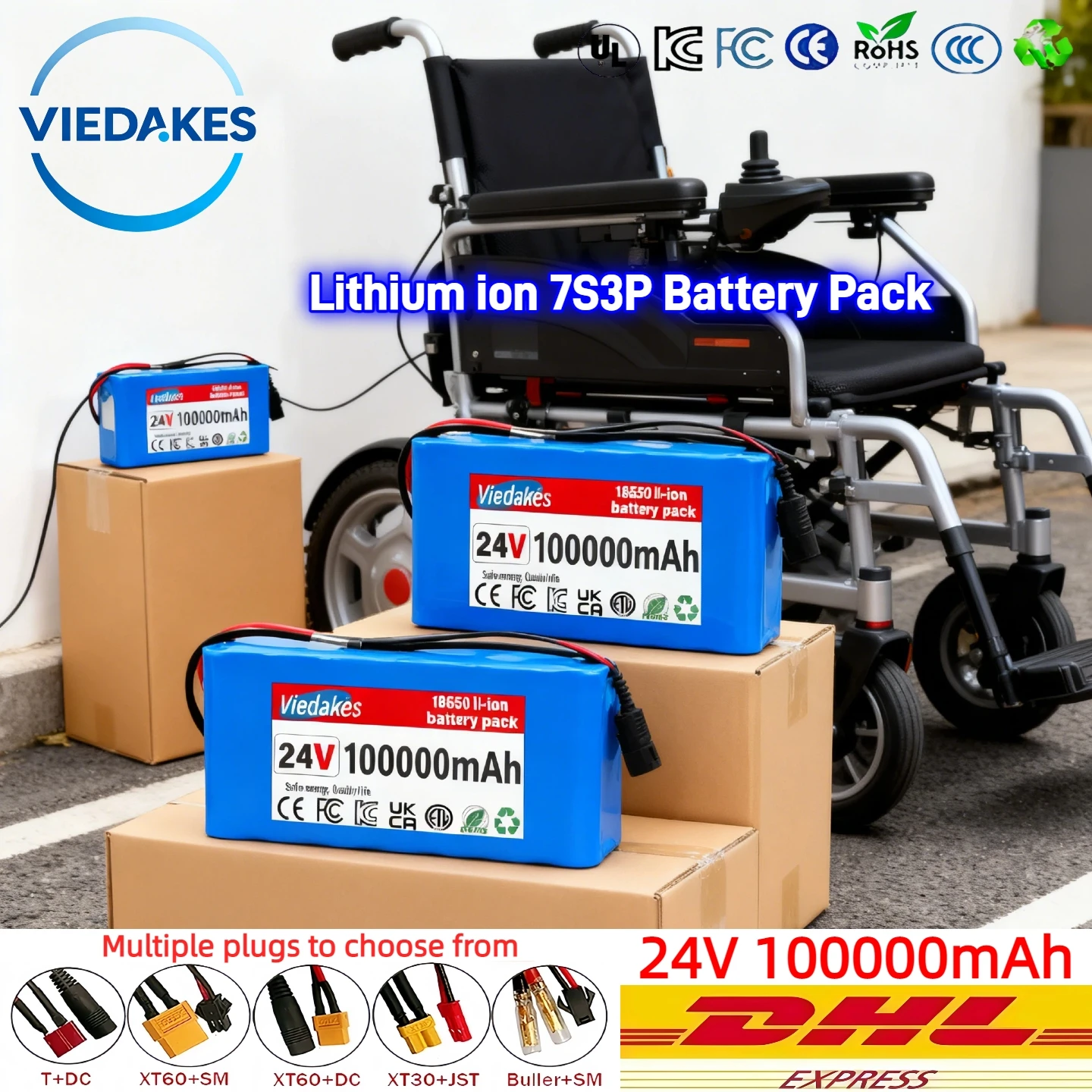 

24V 100AH High Capacity 7S3P Battery Pack - Fits Electric Wheelchair, Scooter, Toy Vehicle + 29.4V 2A Charger⚡