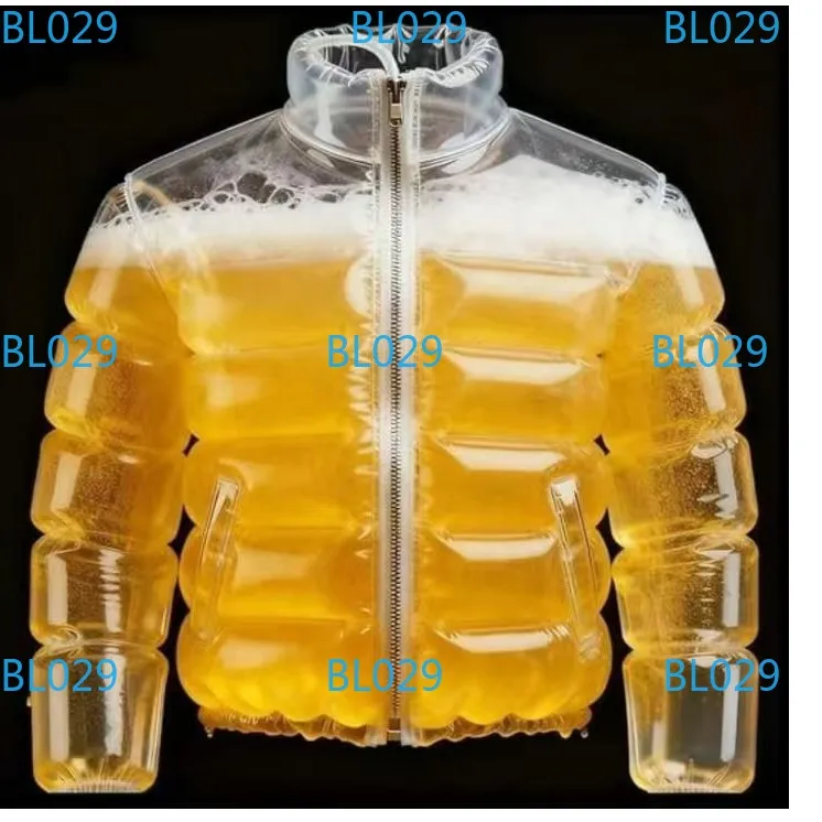 Beer Jackets - Transparent Beer-Filled Drinking Jacket with Straw for Beer Pools, Parties Festivals and Carnival