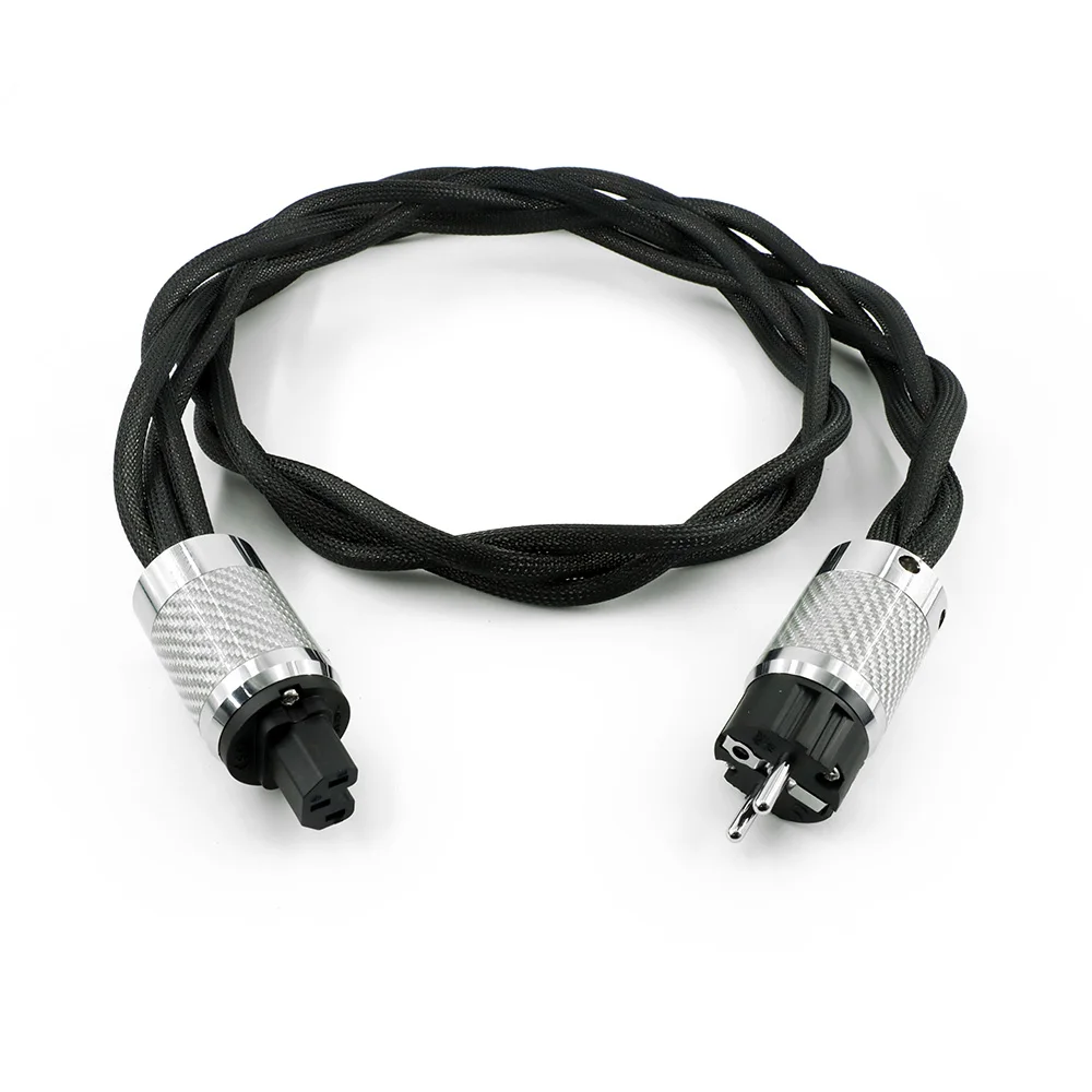 

​ ​ Серебристый шнур питания аудиофильского класса 5N OCC: IEC с родиевым покрытием из углеродного волокна для ЦАП/усилителей ​