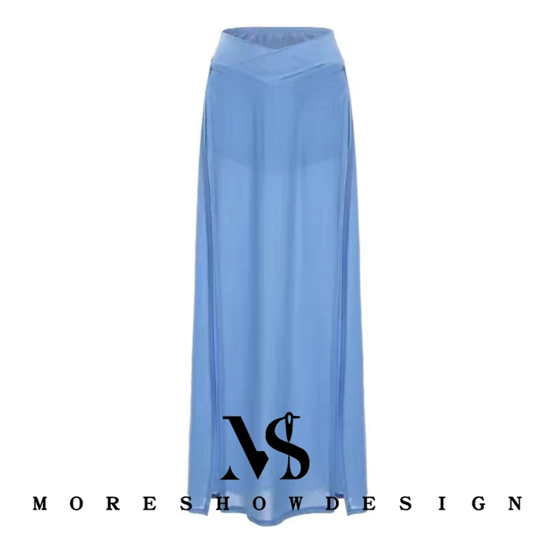 Belly Dance Sexy Long Skirts Double Slit Sequined Double Hight Slits for Women Summer Dance Outfit Suit Performance Accessories