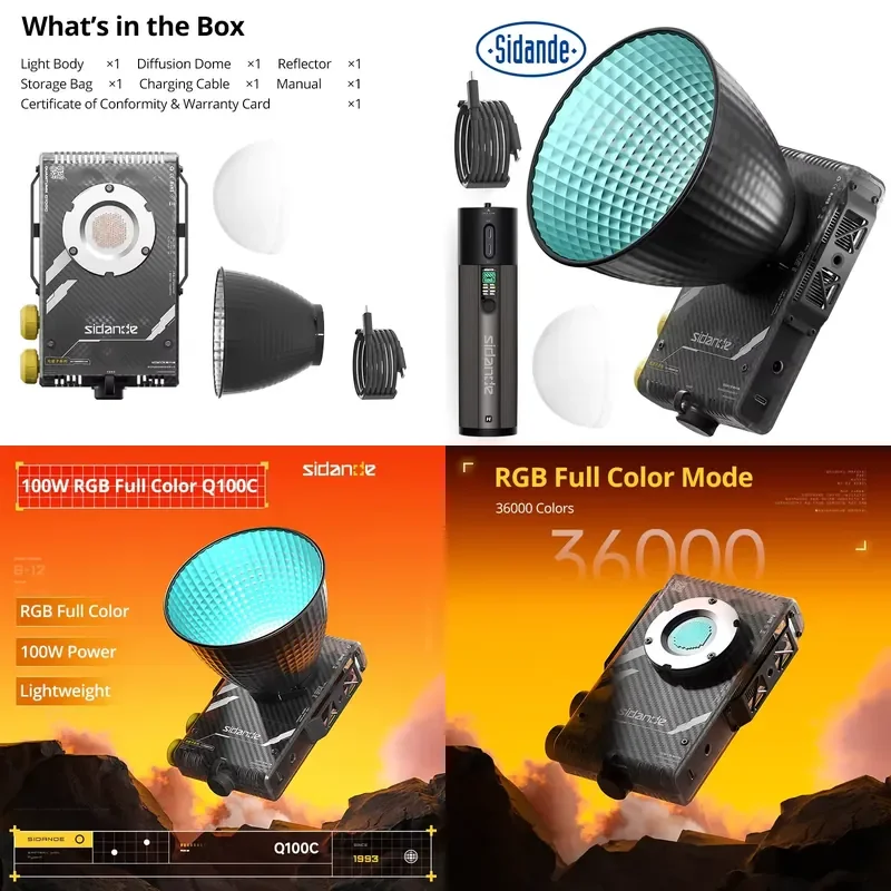 Brand For Sidande Q100C Q100Lite Optical 100W High Power RGB Full Color Portable Professional Photography Fill Light