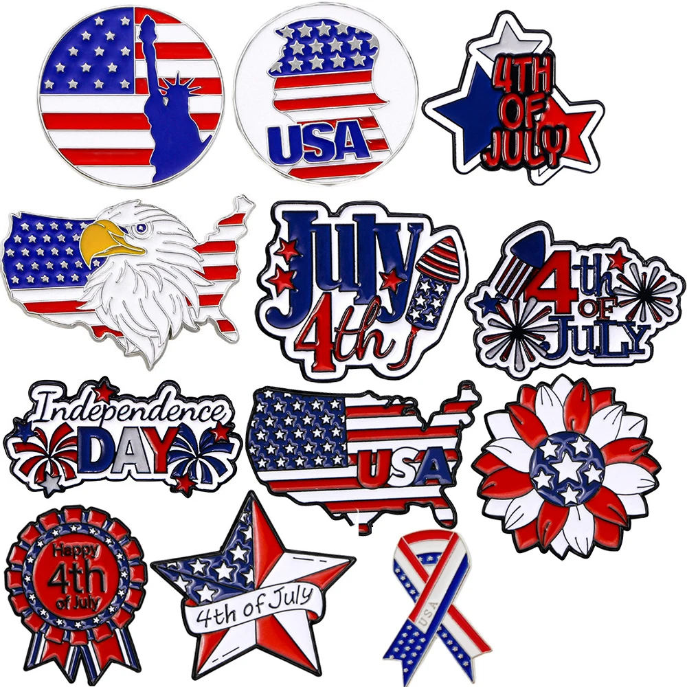 

Fashion Jewelry America US Flag Brooch Pin Anniversary July of 4th Lapel Pins Men Women Gifts