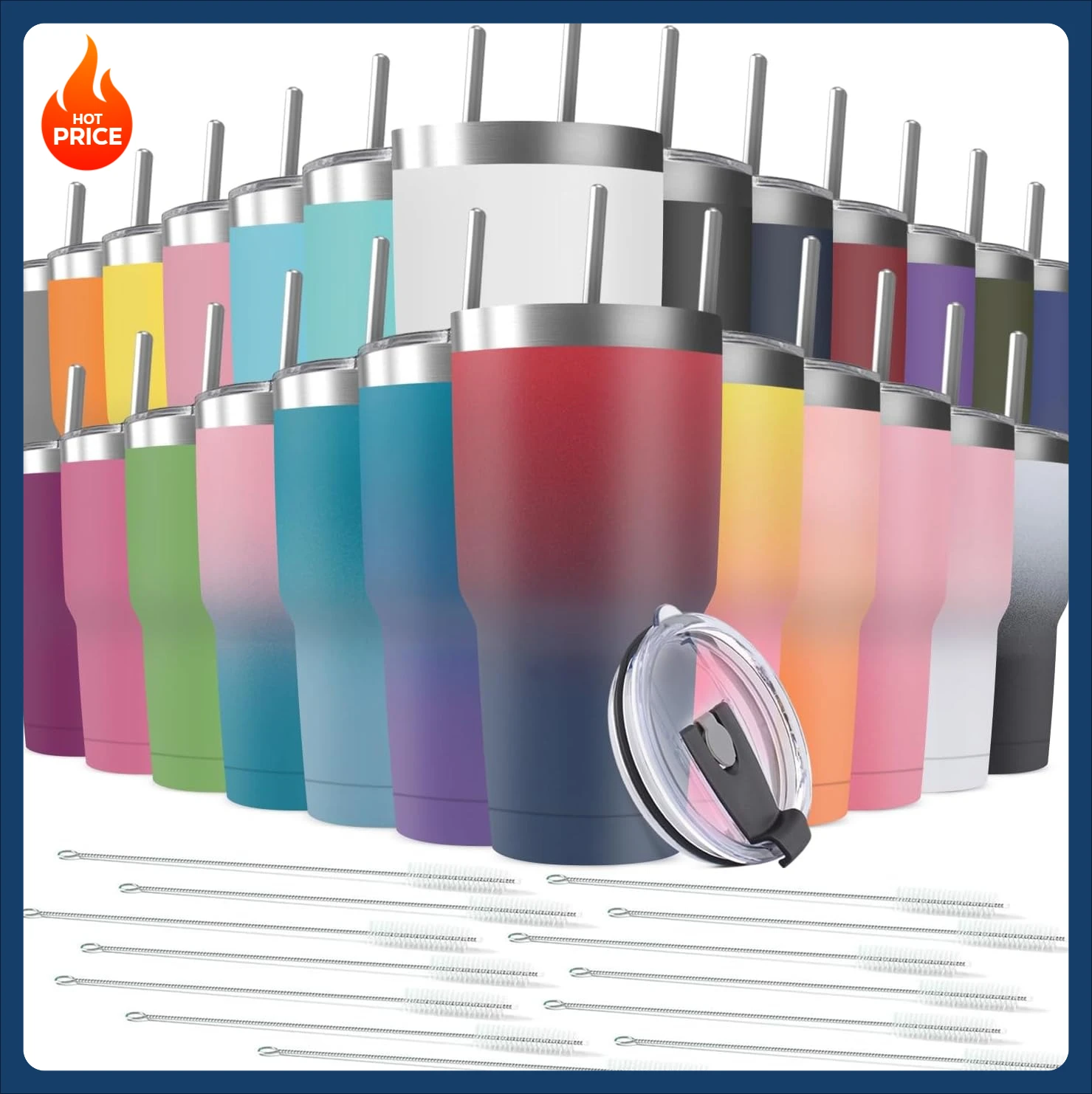 

[Limited Stock!]30oz Stainless Steel Travel Mug with Lid, Double Wall Vacuum Insulated Bulk Tumbler with Straws, Powder Coated C