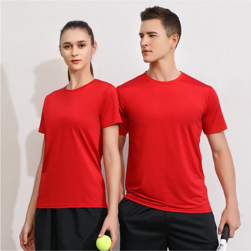 Camiseta deportiva de manga corta para hombre y mujer, Top transpirable de secado rápido, estampado personalizado, patrón bordado, diseño de