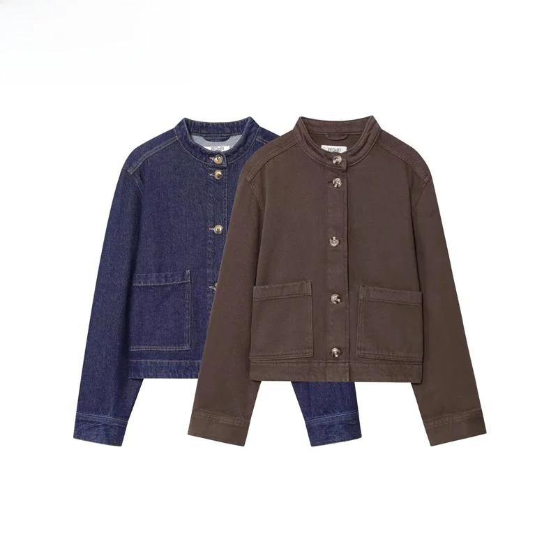 

Fashionable Simple Loose Plaid Outerwear for Women Autumn New Style 2025 Trend Polyester Fiber Short Coat Button Closure
