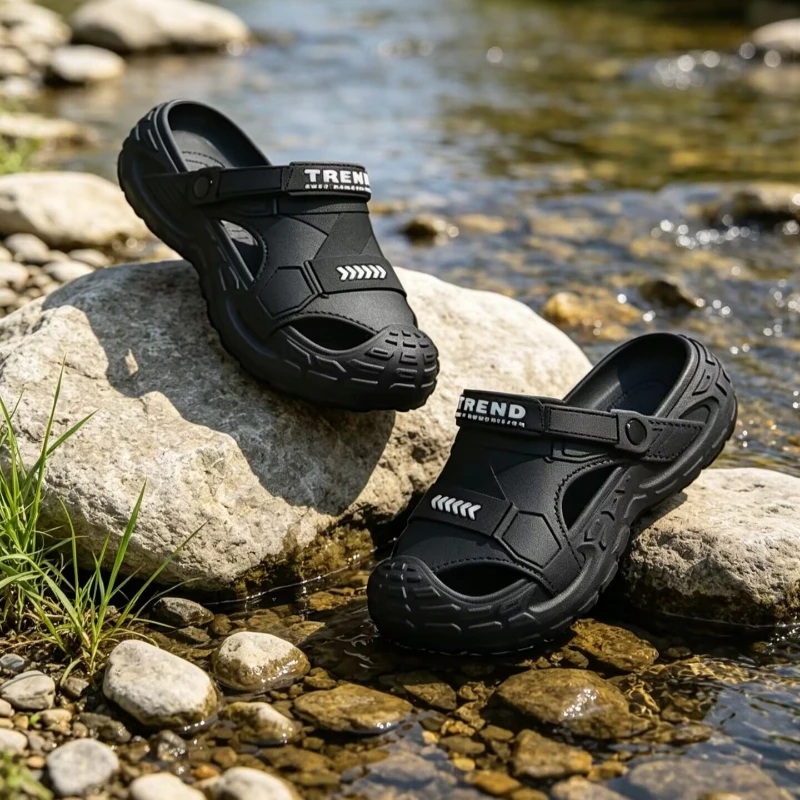EVA Sandals for Men in Summer,Thick Soft Soled for Outdoor Wear,Beach Shoes for Casual Sports,and Perforated Shoes Plus Size 47
