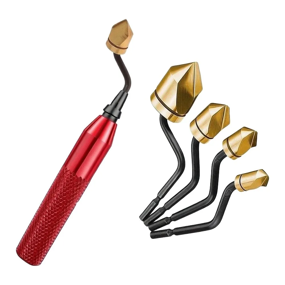 5-Piece Chamfering Tool Set Designed for Precise Deburring and Chamfering on Wood Aluminum PVC and Metal Pipe Surfaces