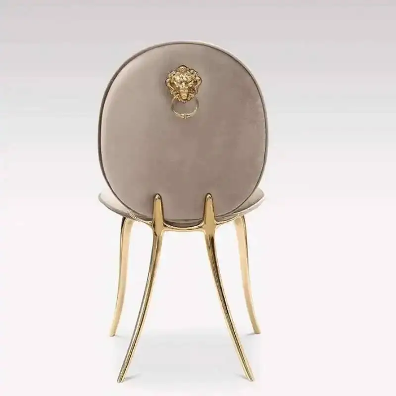 Home Copper Dining Chair Luxury Italian Designer High-end Chair Pure Modern Minimalist Backrest Lion Head Reception Furniture