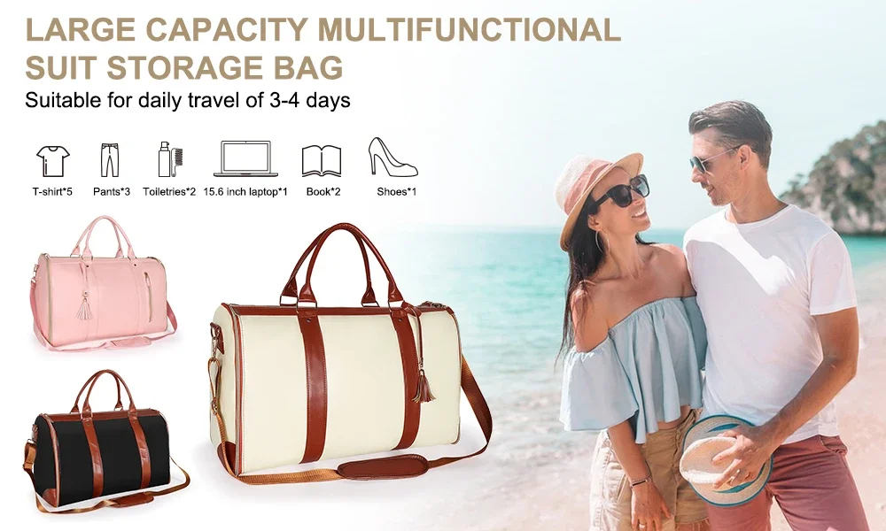 2024 Fashion Large PU Folding Suit Storage Bag Women High Capacity Luggage Handbag Travel Sport Outdoor Multi Function Organizer