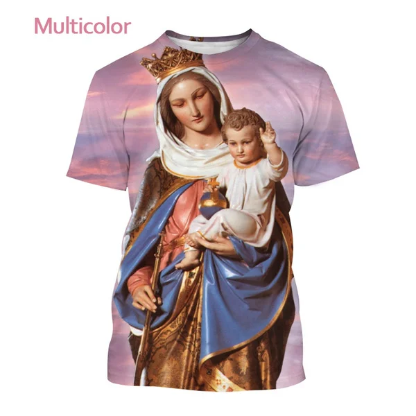 2023 Fashion Creative Blessed Virgin Mary Print Unisex 3D T-Shirt Personality Stylish Casual Short Sleeve Tops S-5XL