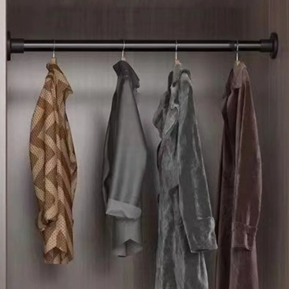 Metal Telescopic Door Curtain Rod Adjustable Length No Drilling Shower Curtain Pole Multi-functional Spring Curtain Rod