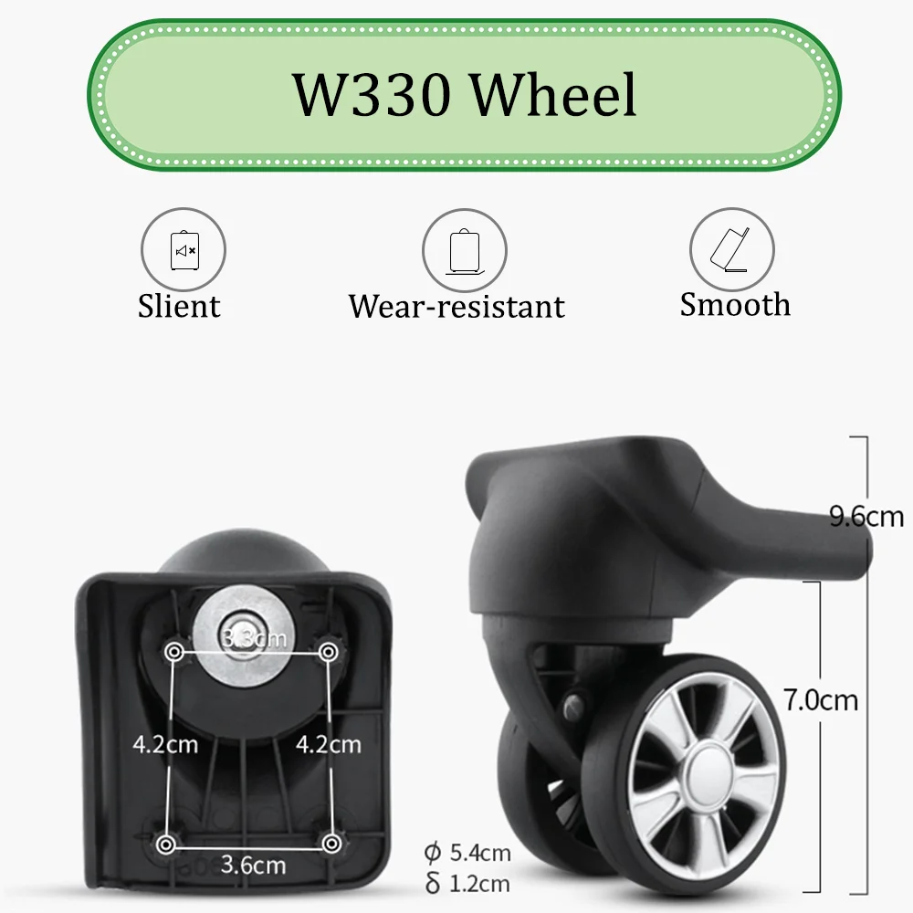 

W330 Black Universal Wheel Trolley Case Wheel Replacement Luggage Pulley Sliding Casters Slient Wear-resistant Smooth Repair