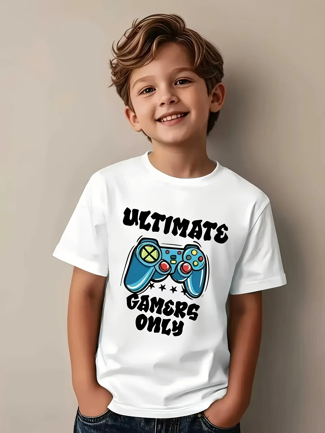 Camisetas de algodão para toda a família, com estampa de controlador de jogos, para gamers, manga curta, camisetas de verão para mamãe, papai, meninos