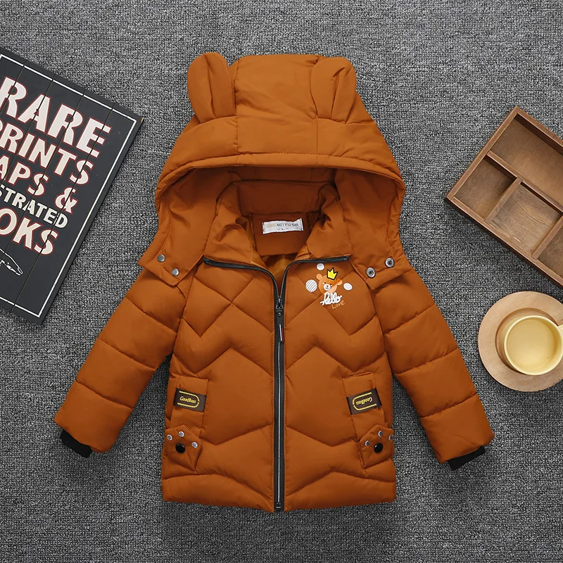 2 3 4 5 Years Boys Jacket New Fashion Autumn Winter Keep Warm Coats For Kids Clothes Cute Little Bear Hooded Zipper Baby Outwear