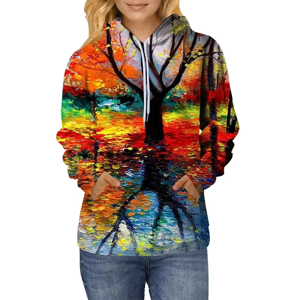 Women Sweatshirts Pullover Hoodies Winter Casual 3D Printed Comfortable Fabric Long Sleeve Sweater Winter Woman Clothes 2025