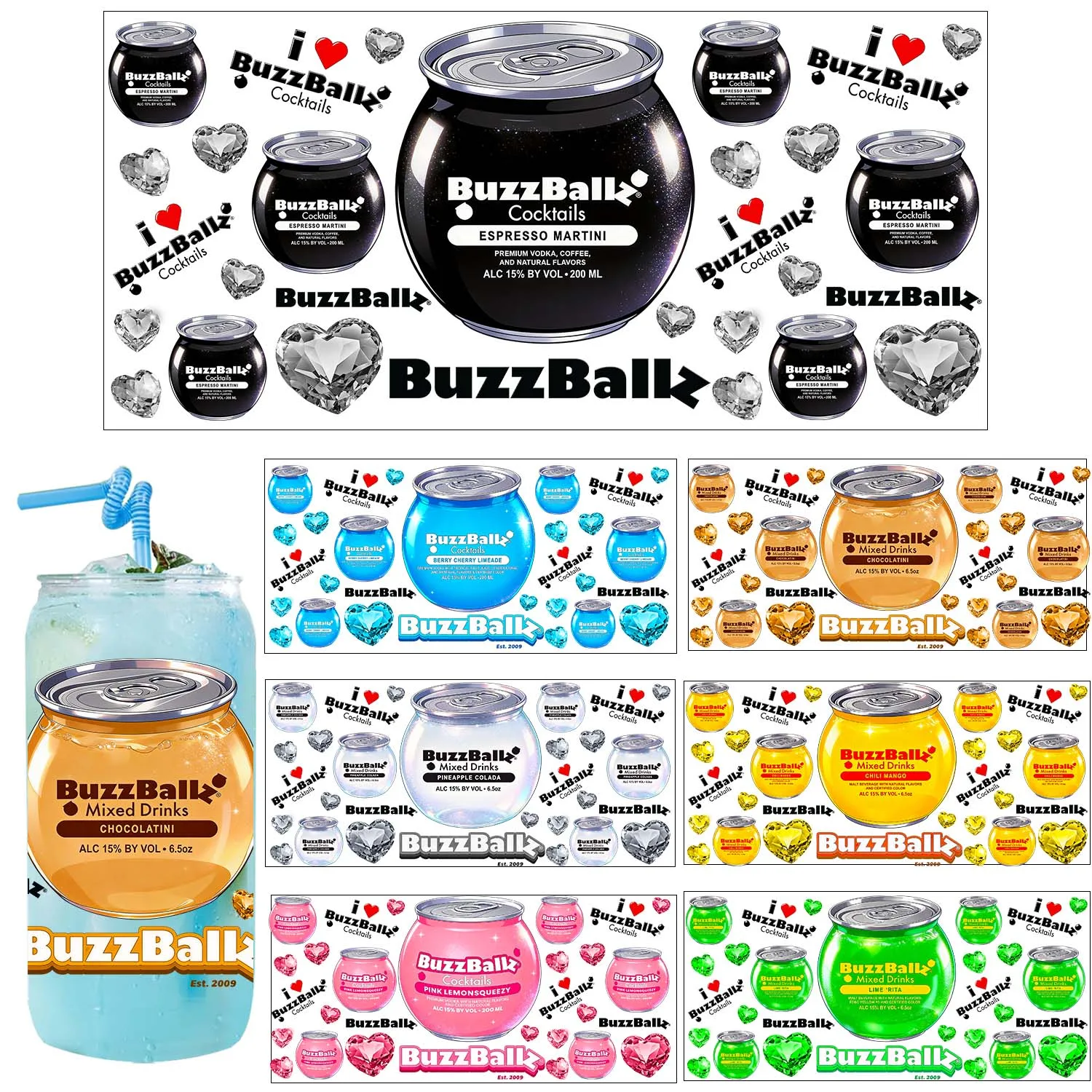 1/5pcs bundle Adult Cocktail Style easy peel waterproof DIY Decoration Decals 3D transfers uvdtf stickers 16oz uv dtf cup wraps