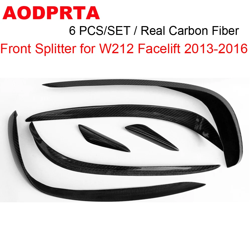 6 pcs/set Carbon Fiber Front Bumper Lip Splitter Air Canaards for Mercedes E Class W212 Facelift Sport Edition 2013-2016