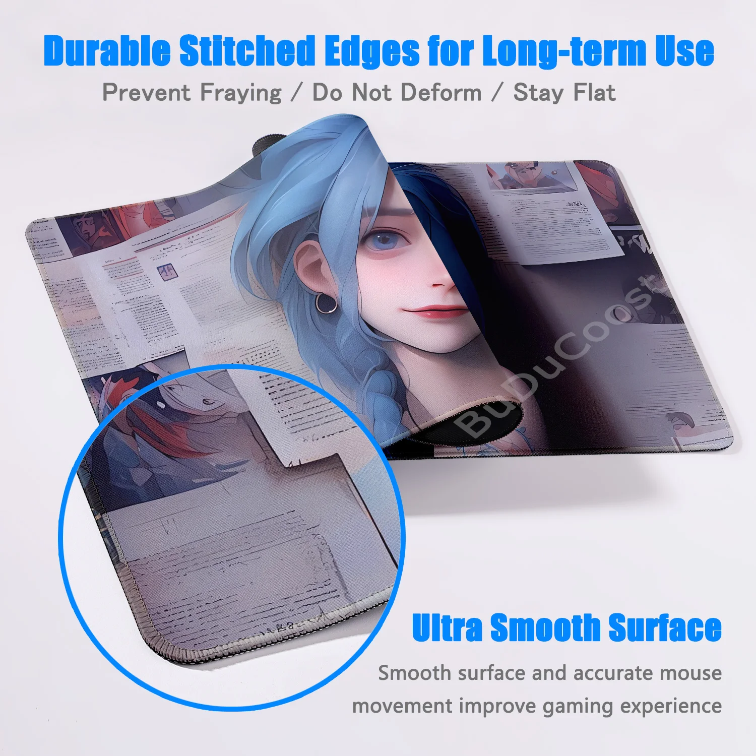 Computer Anime Girl Jinx Mousepad League of Legends Pad da scrivania di grandi dimensioni Gamer Cabinet Suture Edge Keyboardpad accessori da gioco