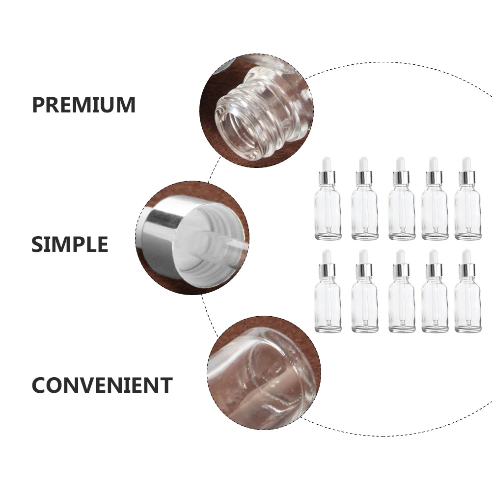 

10Pcs Leakproof Essential Oil Bottles Dropper Glass Refillable Portable Travel Storage Dispenser Essential Oil Dropper