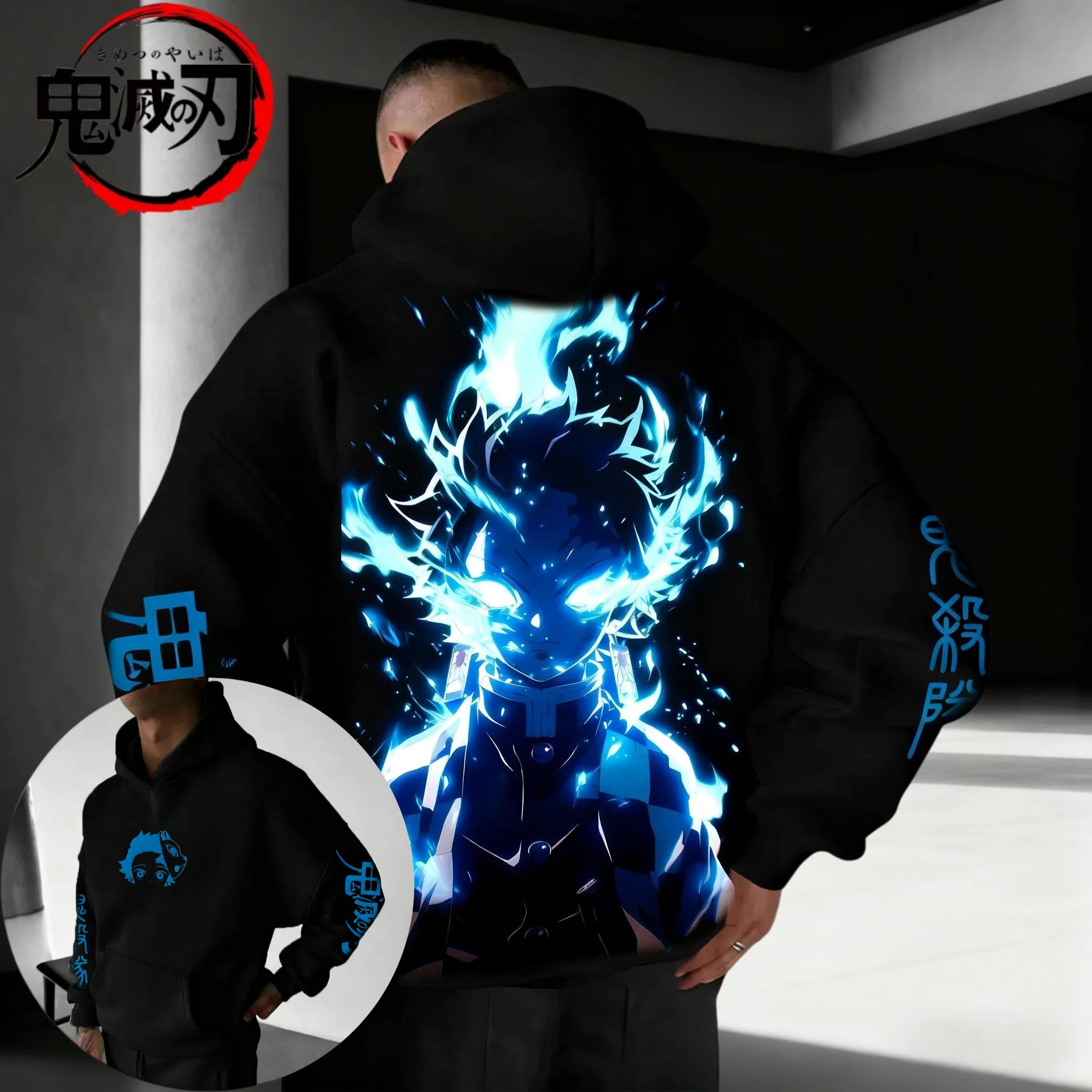 أنيمي شيطان القاتل شخصية باب المطبخ الفحم جيرو نمط مطبوعة 2025 الخريف/الشتاء جديد الرجال النساء القطن الخالص هوديس #1
