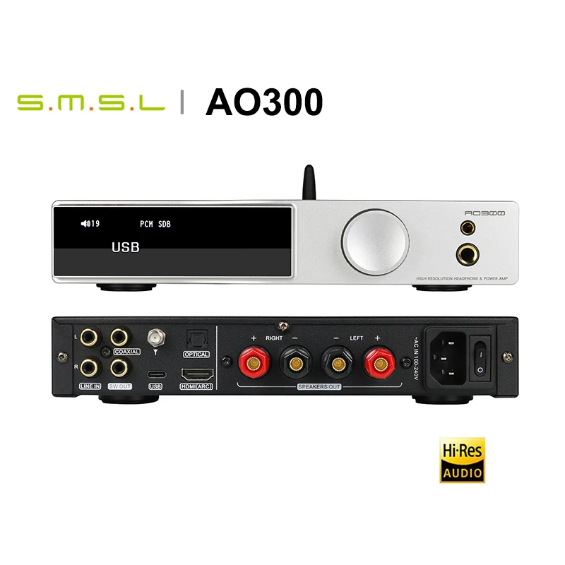 

SMSL AO300 DAC Power AMP Headphone Amplifier MA5332MS CS43131 Hi-Res Audio with Bluetooth