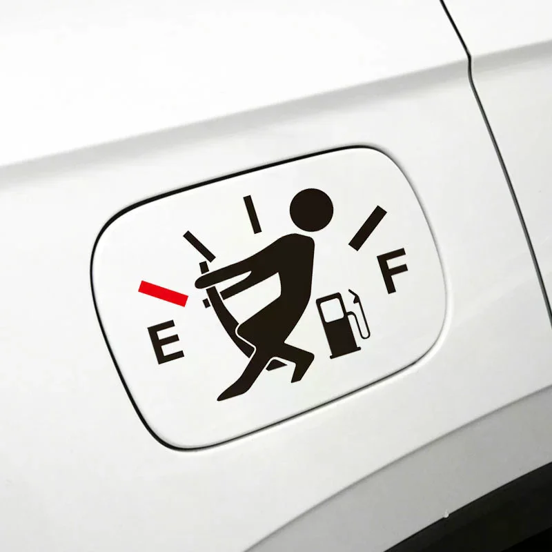 1PCS Funny Car Stickers High Gas Consumption Decal Fuel Gage Empty Stickers Waterproof Auto Tank Stickers For Car Styling