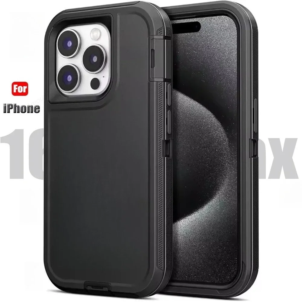 Premium 3IN1 Heavy Duty Ott Anti-Drop Phone Case For IPhone 17 16E 15 14 Plus 13 12 11 Pro Max Box Shockproof Protection Cover