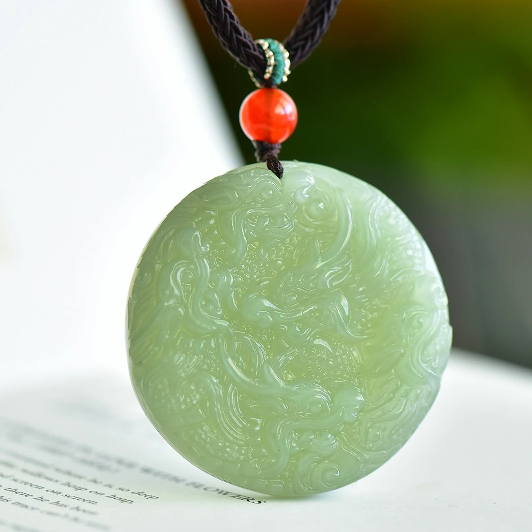 Collar con colgante de dragón de jade certificado, piedra de nefrita auténtica de China, joyería fina para mujer, amuletos de la suerte de jade Hetian natural
