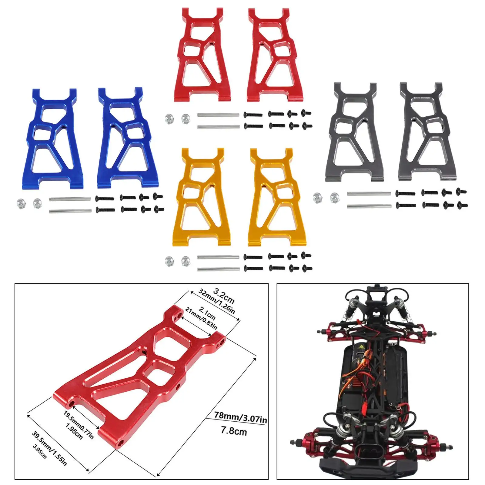 Juego de brazo inferior delantero de Metal 1/10, brazo oscilante delantero para modificación DIY de coche RC
