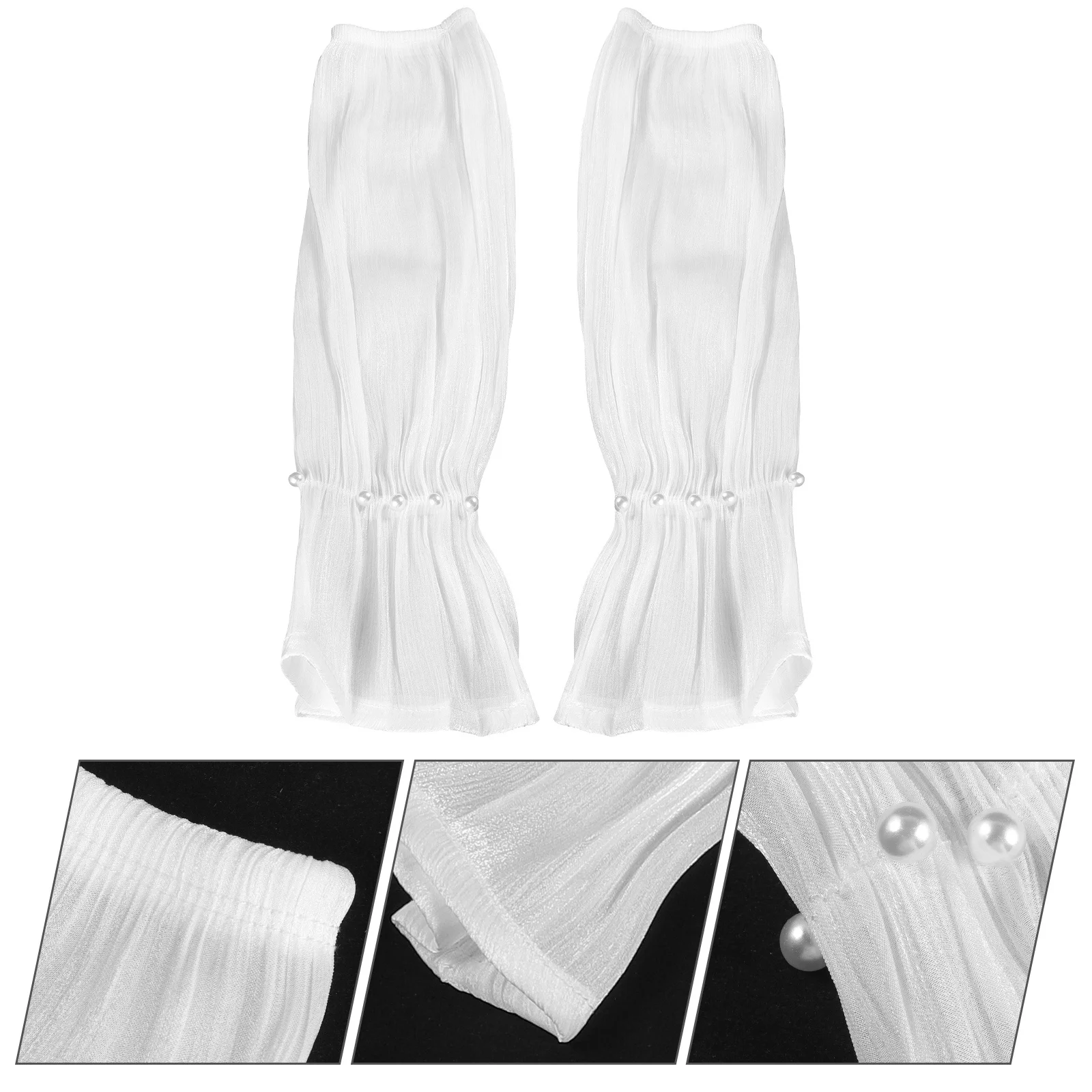 1 زوج الأشعة فوق البنفسجية أكمام أذرع تبريد للنساء اللؤلؤ ديكور تنفس التبريد الشمس حماية القيادة في الهواء الطلق الرياضة الأكمام أغطية للذراع للنساء #4