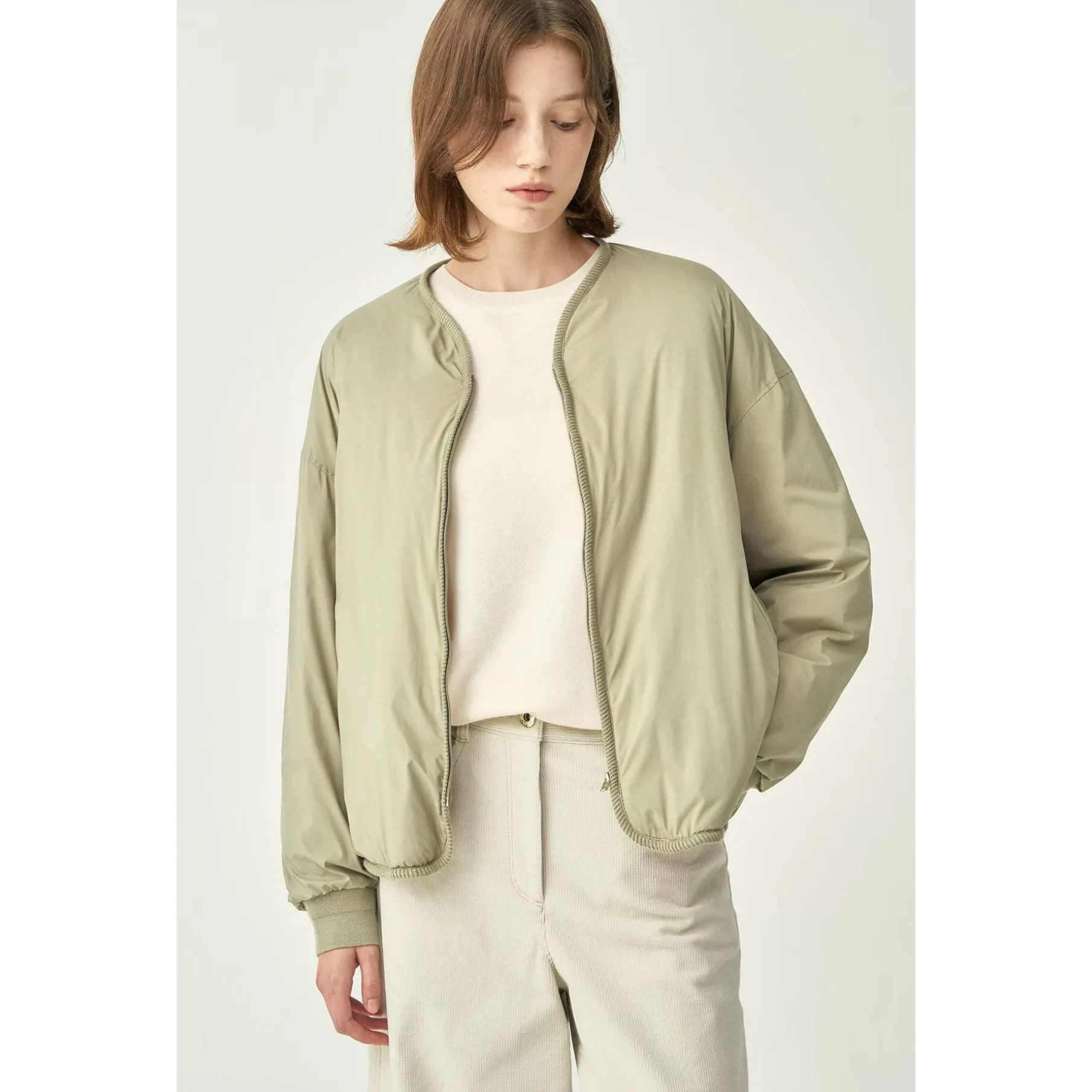 

Lemon Cheese Повседневная свободная круглая хлопковая куртка Ne ort Универсальная чистая версия Осенняя верхняя одежда для женщин для поездок на работу Sle