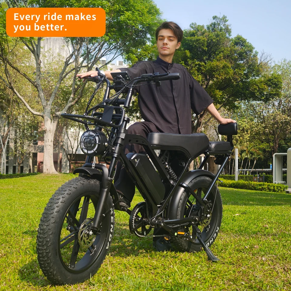 X80 Pro Adult Ebike 20 inch Fat Tire Off Road Electric Bicycle 1000W Motor 48V15Ah Long Range Battery Hydraulic Brake 7-speed Transmission Front and Rear Suspension Intelligent Display Outdoor Camping Mountain Snow Beach Commuter image 8