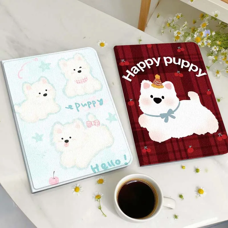 

Cartoon White Puppy Pattern Gift Tablet Case For Huawei Honor MatePad MediaPad Air 5 6 7 11 V6 V7 V8 V9 X9 X8 T10 T10s C5e T5