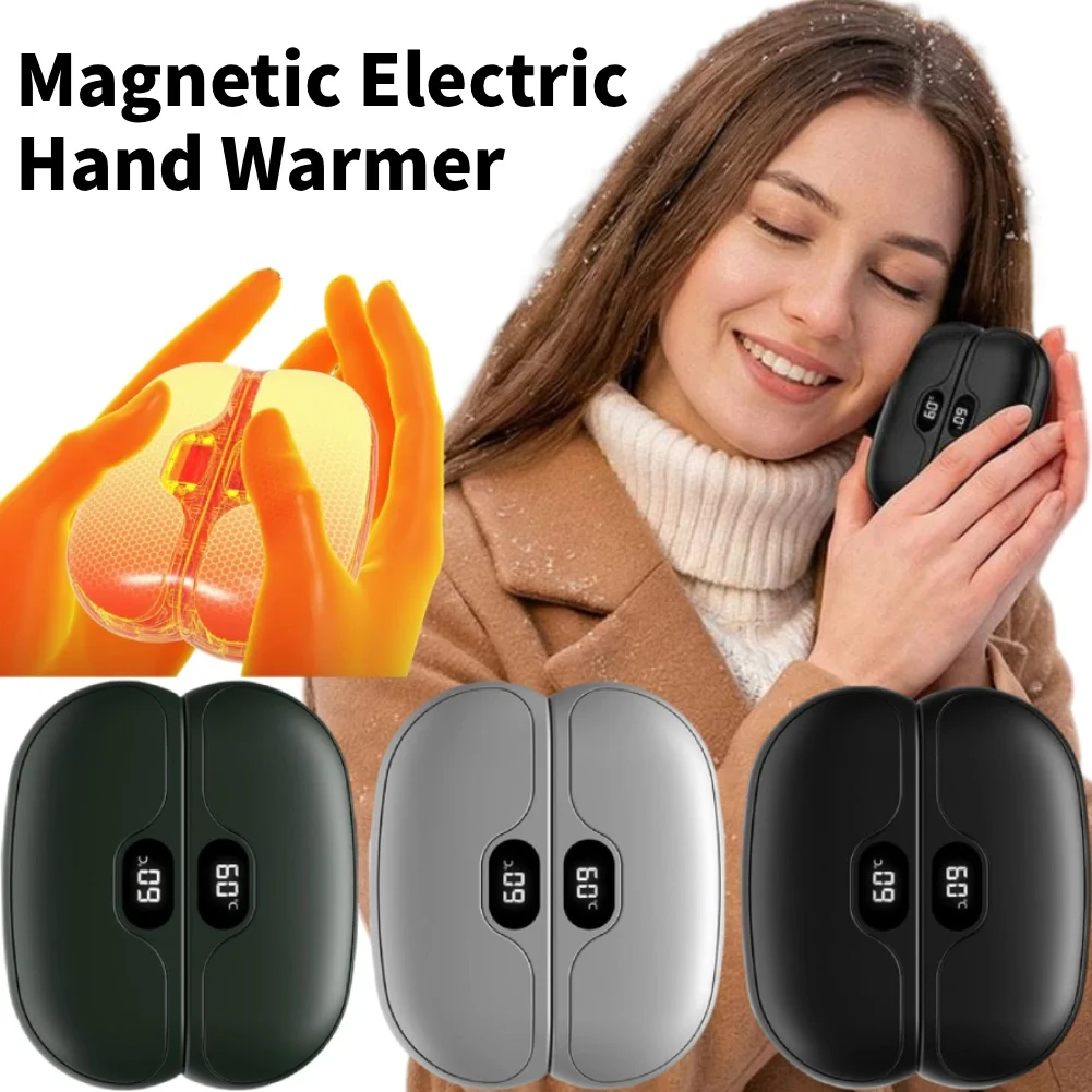 

Detachable Magnetic Hand Warmers 2 Pack USB Rechargeable 5 Temperature Settings Digital Display Portable for Winter Camping Gift