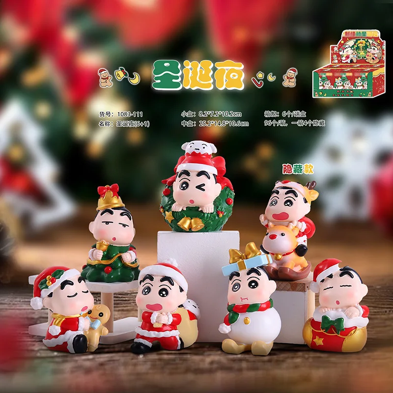 Crayon Shin Chan Kerst Gezamenlijke Blind Box Crayon Shin Chan Kerstavond Handgemaakte Blind Box Speelgoed Kan worden gegeven Cadeau aan kinderen