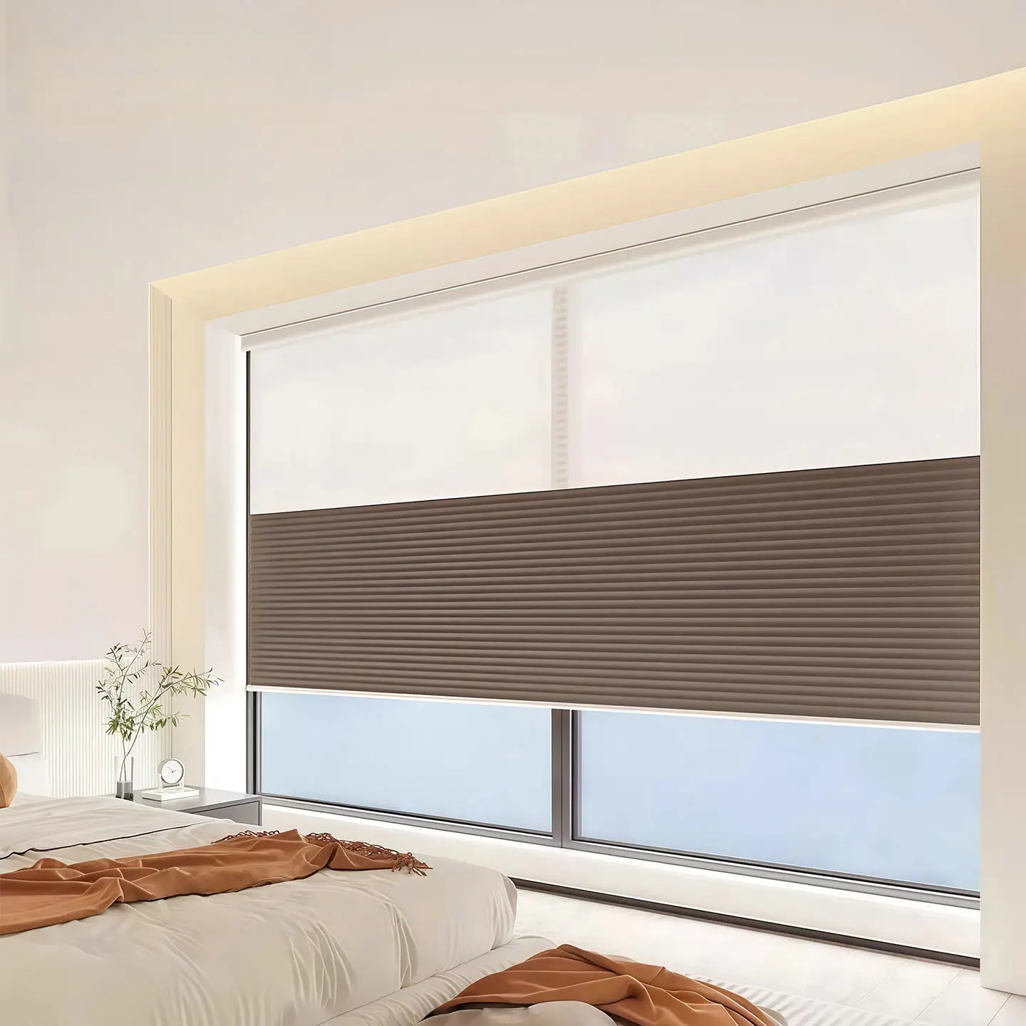 Day Night Honeycomb Shades. Dual cell design: sheer for soft light, blackout for total privacy. Insulating & energy saving.