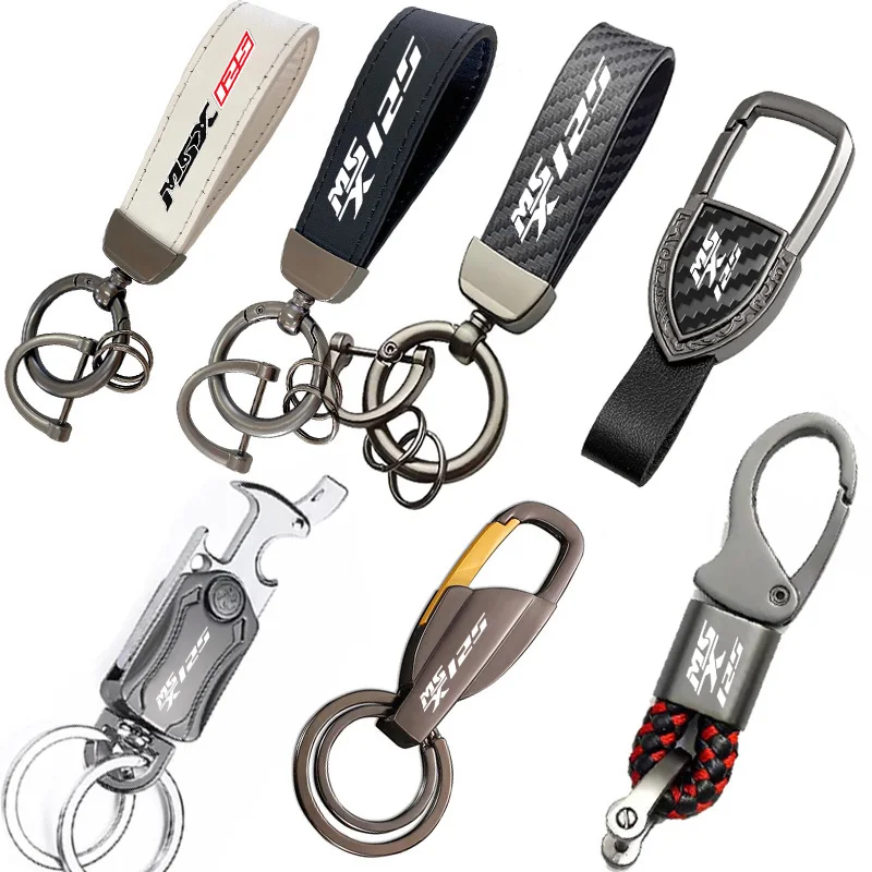 For Honda MSX125 MSX-125 MSX125SF Grom 125 MSX 125 125SF Metal Leather keychains Motorcycle Accessories