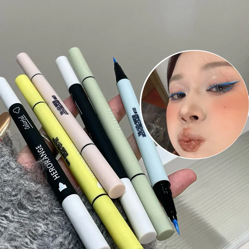 Double Head Pearlescent Matte Colorful Eyeliner Lying Silkworm Pen Waterproof Lasting Yellow Blue Eye Makeup Nature Eye Liner