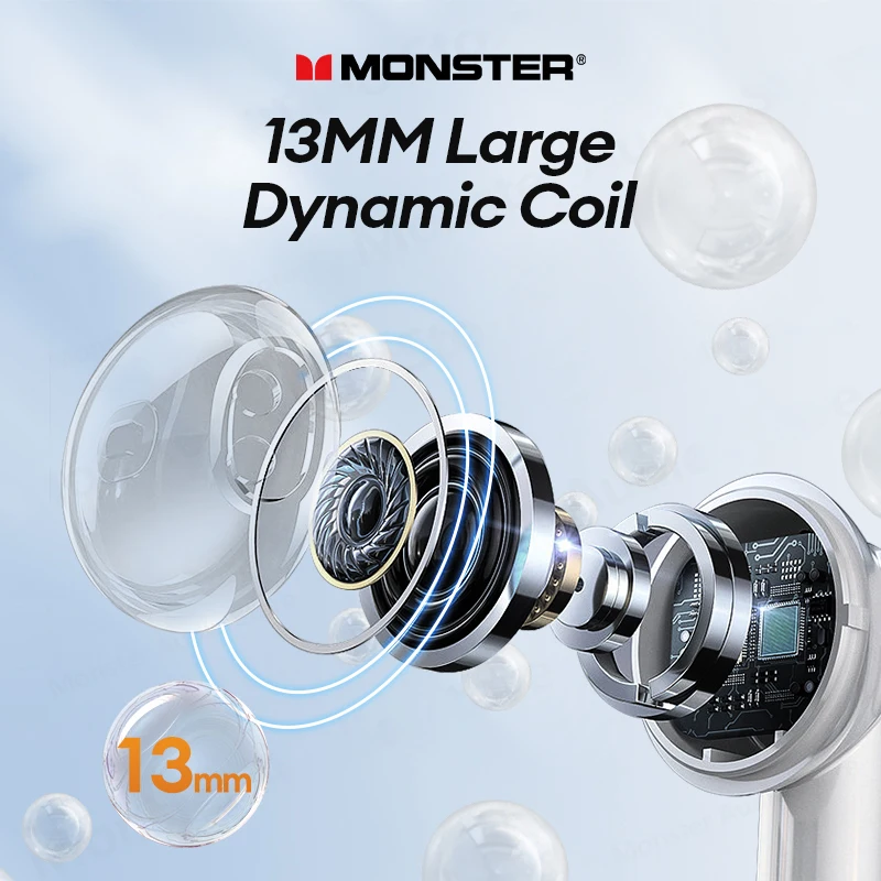 Monster XKT12 سماعة لاسلكية تعمل بالبلوتوث 5.3 سماعات TWS Hifi ستيريو الألعاب الرياضة الموسيقى سماعات أذن مقاومة للماء HD دعوة مع ميكروفون سماعة