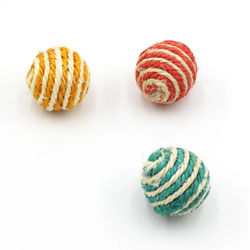 10Pcs Mix Colors Colorful Sisal Cat Braided Knot Toy Pet Sisal Rope Weave Ball Teaser Play Chewing Rattle