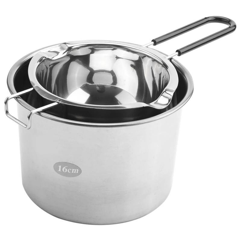 2-Pack Stainless Steel Double Boiler, Heat-Resistant Handle For Chocolate, Butter, Cheese, Caramel And Candy- Steel Melting Pot,