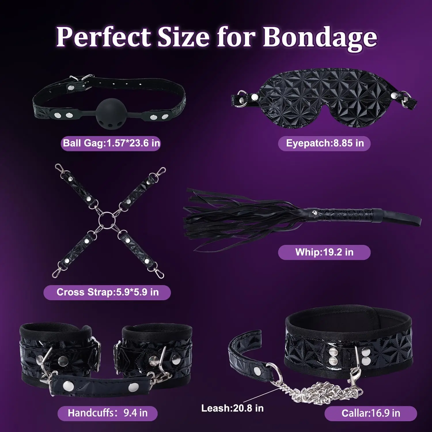 BDSM Restrições Bondage Gear Kit, Brinquedos Sexuais e Acessórios, Jogos Sexuais para Casais, 10Pcs