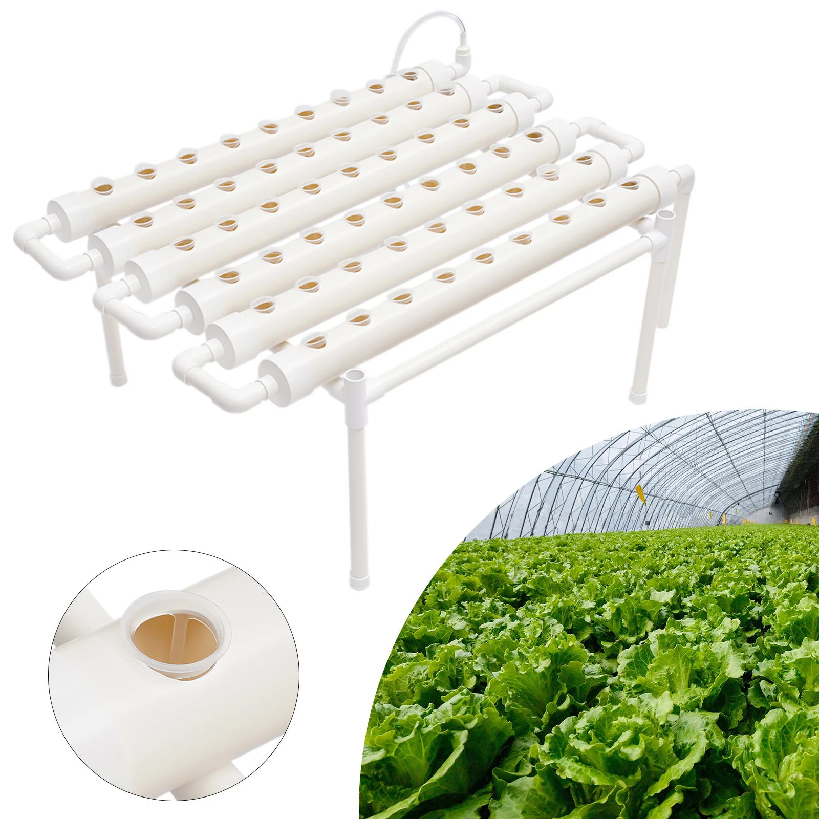 Hydroponic Cultivation System with 54 Planting Sites 1 Layer Hydroponic Growing System Soilless Growing Hoses with Thickening