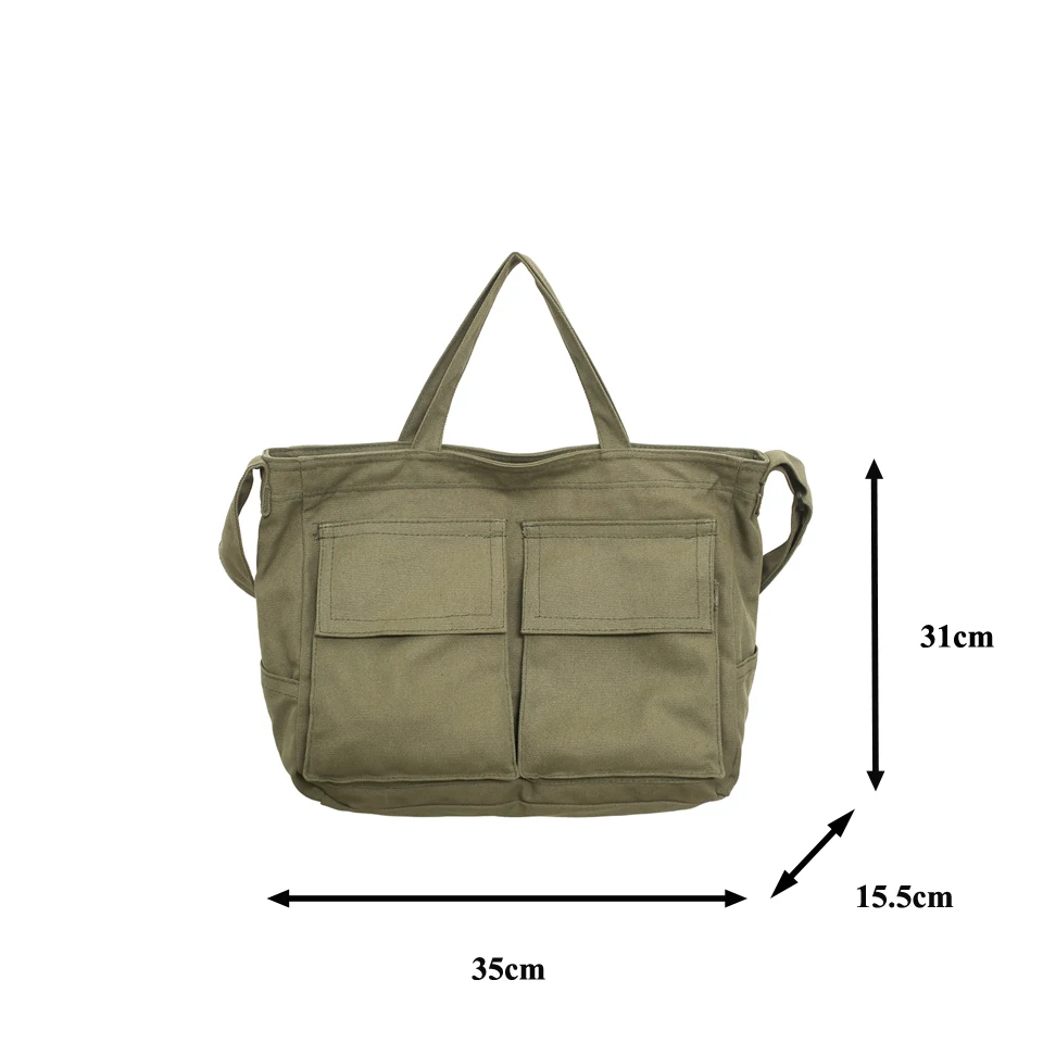 حقيبة نسائية كبيرة من القماش حقيبة صديقة للبيئة حقيبة ساعي كورية Y2K حقيبة كتف كروس للمتسوقين حقيبة مورس للجنسين جيوب حقائب يد عتيقة