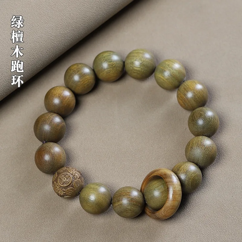 UMQ Argentina Green Sandalwood Bracelet Carved Women's and Women's Flexible Ring Buddha Beads Bracelet Sandalwood Small Hole Jew