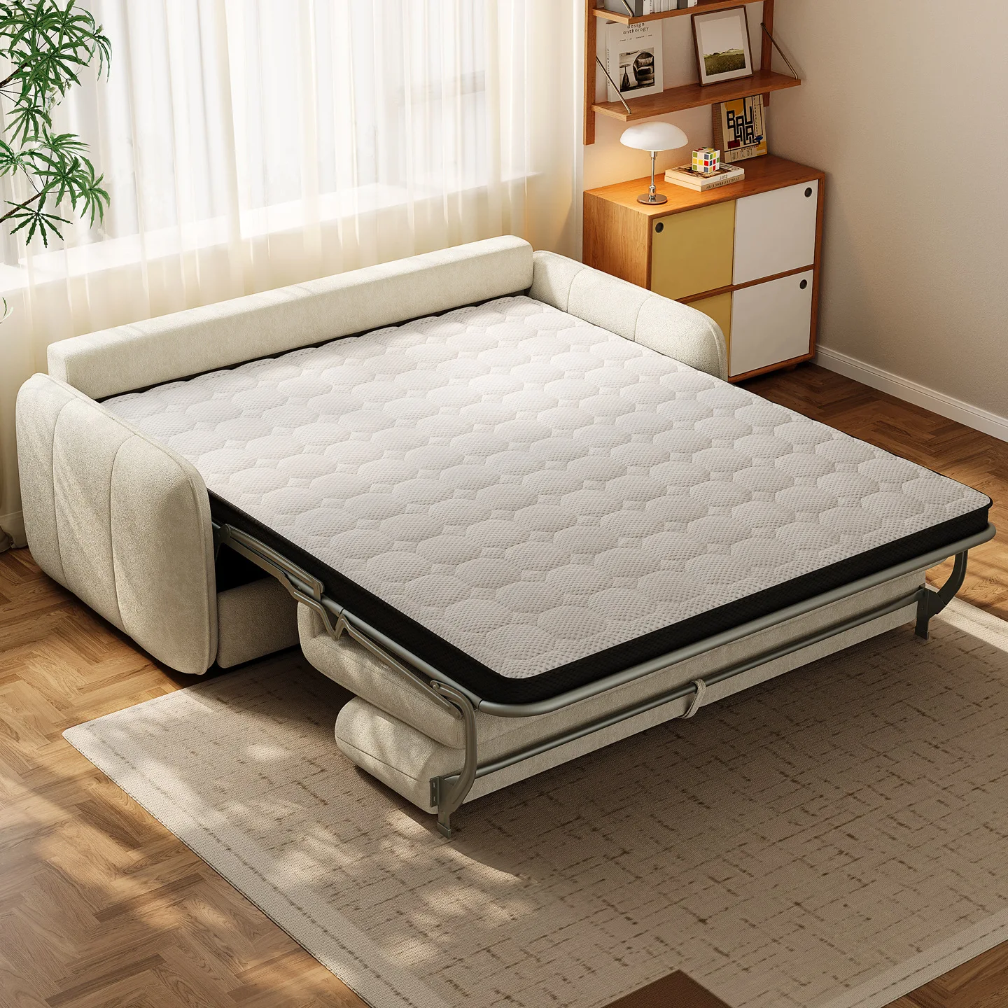HYS flip iron frame sofa bed with its own mattress new hotel apartment small apartment convenient bed